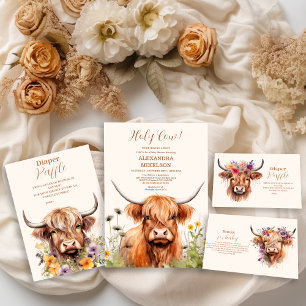 Cute Highland Cow Baby Shower Invitation