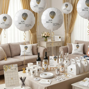 Hello little one balloon glitz glam invitation