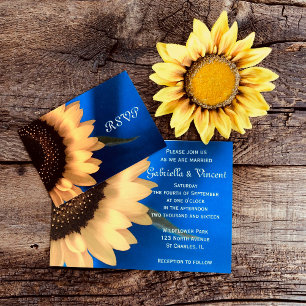 Sunflower on Blue Post Wedding Brunch Invitation