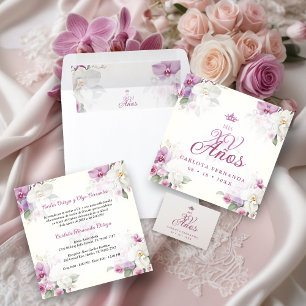 Exquisite Mis XV Años Spanish Floral Orchid Posies Cushion