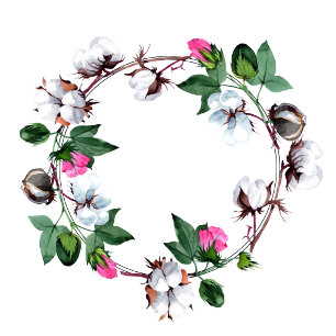 White cotton flower. Rustic modern Kraft Wedding I Invitation