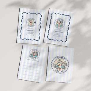 Preppy Pool Club Tinis & Bikinis Bachelorette Invitation