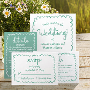 Whimsical Hand Drawn Olive Green Frame RSVP Card