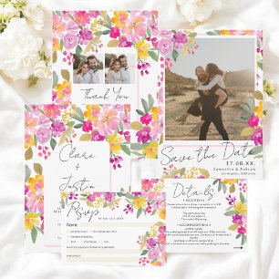 Garden Spring Summer Watercolor Floral Wedding Invitation