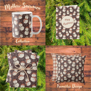 Mellow Snowmen - Christmas snowman pattern red. Wrapping Paper