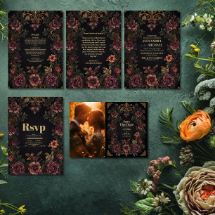 Royal Victorian Floral Gothic Wedding Save The Date