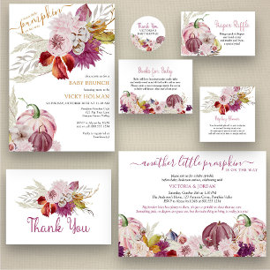 Little Pumpkin Rustic Floral Baby Brunch Invitation