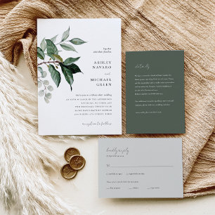 Rustic Greenery Wedding Invitation Magnet