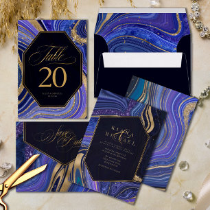 Abstract Agate Wedding V2 Midnight ID827 Table Number