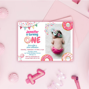 Doughnut Birthday Invitation Sweet ONE