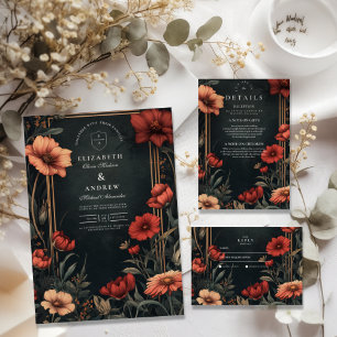 Classic Art Nouveau Floral Wedding Thank You Card