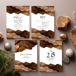 Desert Gold Agate Watercolor Wedding RSVP Card
