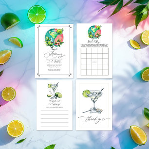 Coral, Turquoise and Lime Margs & Matrimony Bridal Invitation