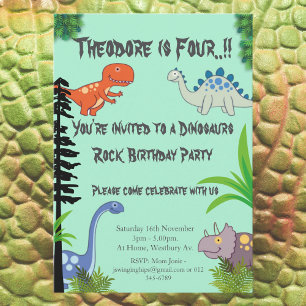 Dinosaurs Rock Birthday Party Paper Plate