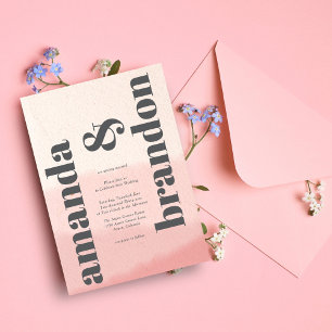 Minimalist Blush & Bloom Bold Script Wedding Invitation