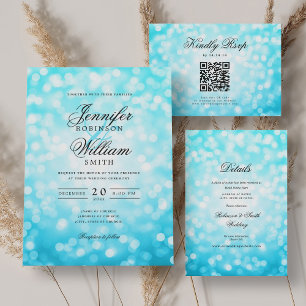 Elegant Script Wedding Turquoise Bokeh Lights  Menu