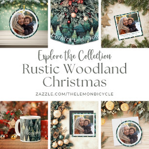 Rustic Woodland Family Christmas Photo Magnet