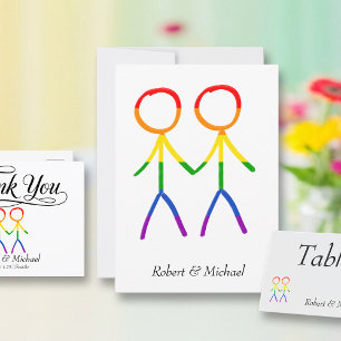 Two Grooms Rainbow Love Horizontal  Save The Date