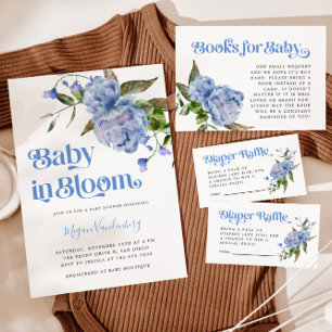 Blue Floral Diaper Raffle Ticket  Enclosure Card