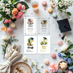 Elegant Retro Brunch Graduation Party Photo Invitation