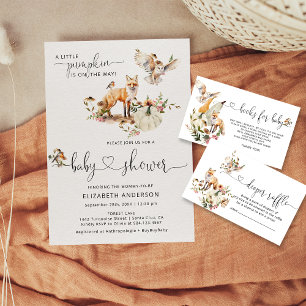Woodland Animals Pumpkin Fall Floral Baby Shower Invitation