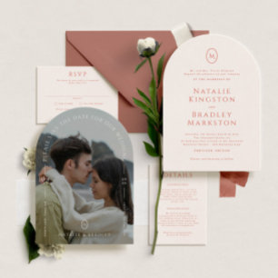Kingston Elegant Monogram Typography Wedding Invitation