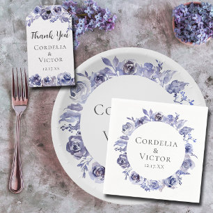 Elegant Purple Roses Floral Evening Winter Wedding All In One Invitation