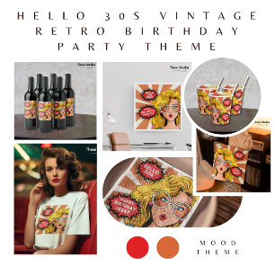 Hello 30s Woman Vintage Retro 90s Fun Birthday Invitation