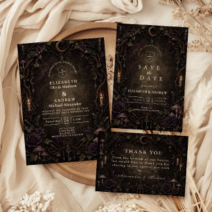 Mystical Moon Goth Forest Wedding Thank You Card