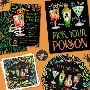 Pick Your Poison Halloween Cocktail Drinks Poster