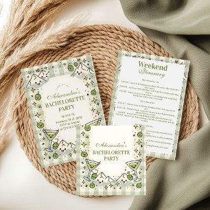 Playful Green Mountains and Martinis Bachelorette Classic Round Sticker