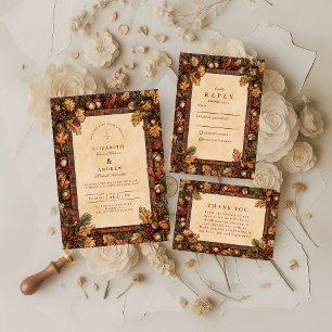 Vintage Autumn Woodland Romance Invitation