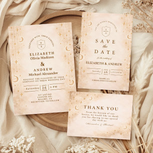 Classic Gold Moonlight Wedding Save The Date