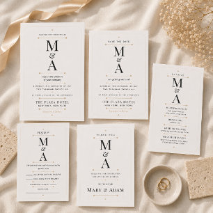 Editable Monogram Minimal Luxury Wedding Invitation