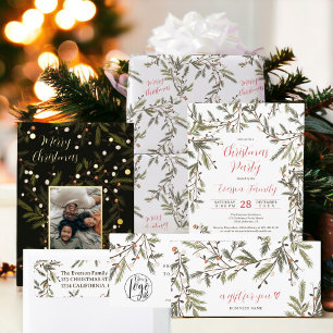 Elegant Watercolor Pine Branches Wreath Christmas Return Address Label