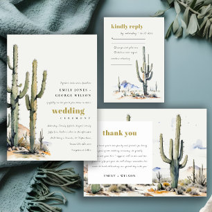 Elegant Western Cactus Desert Landscape Wedding RSVP Card