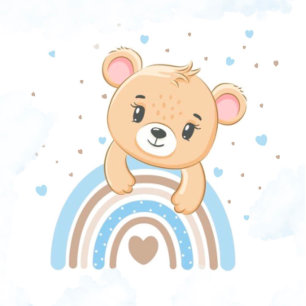 Adorable Bear Boho Rainbow Boy Baby Shower Invitation
