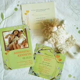 Romantic Lime Green Wedding Invitation