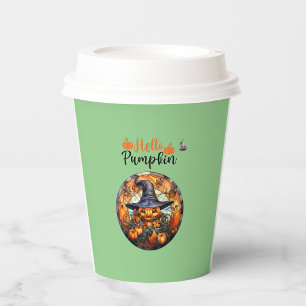 Hello Scary Hallowe'en Pumpkin Glass Coaster