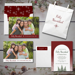 Feliz Navidad Modern Christmas Family Photo  Holiday Card