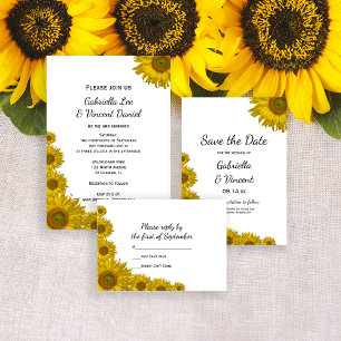 Yellow Sunflower Edge Wedding RSVP Response Card