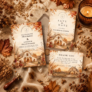 Rustic Autumn Barn Wedding Invitation
