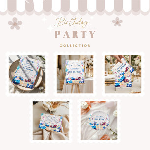 Blue Race Car Two Fast Birthday Invitation