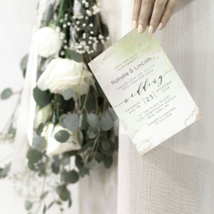 Ombre Spring Green Gold Foil Chic Wedding Square Invitation