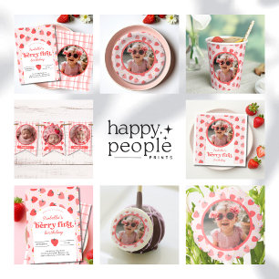 Berry First Birthday Invitation Strawberry