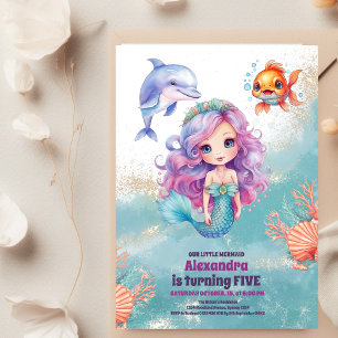 Magical Mermaid  Birthday Party Invitation