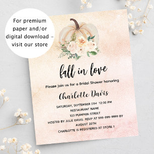 Bridal shower pumpkin fall in love cream blush invitation