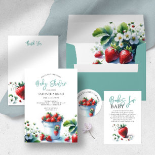 Watercolor Strawberry Thank You Note Cards