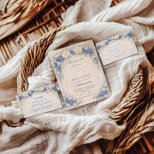 Soft Blue Berry Romance Bridal Shower Invitation