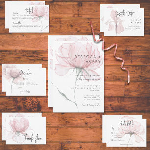 Modern Watercolor Pink Floral Wedding Save The Date